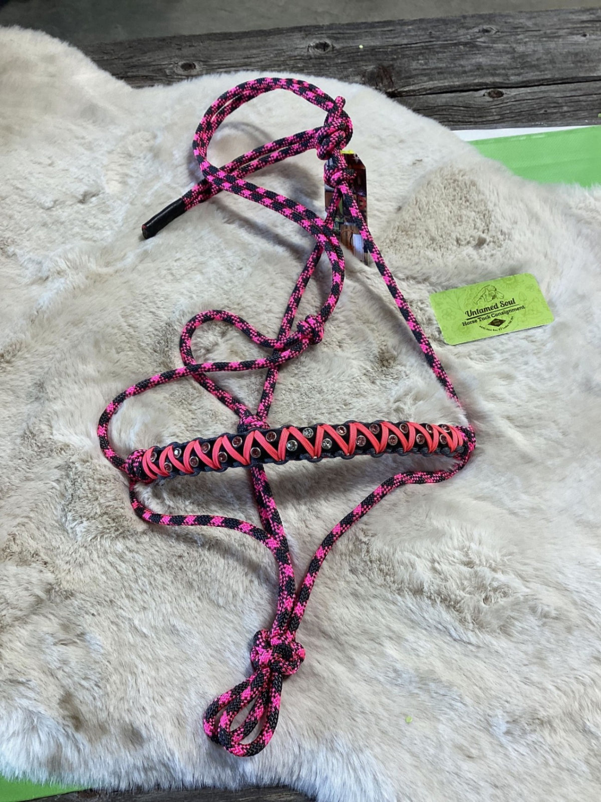 Halter – Rope, CP Custom Bling, Pink/Grey, Horse | Used