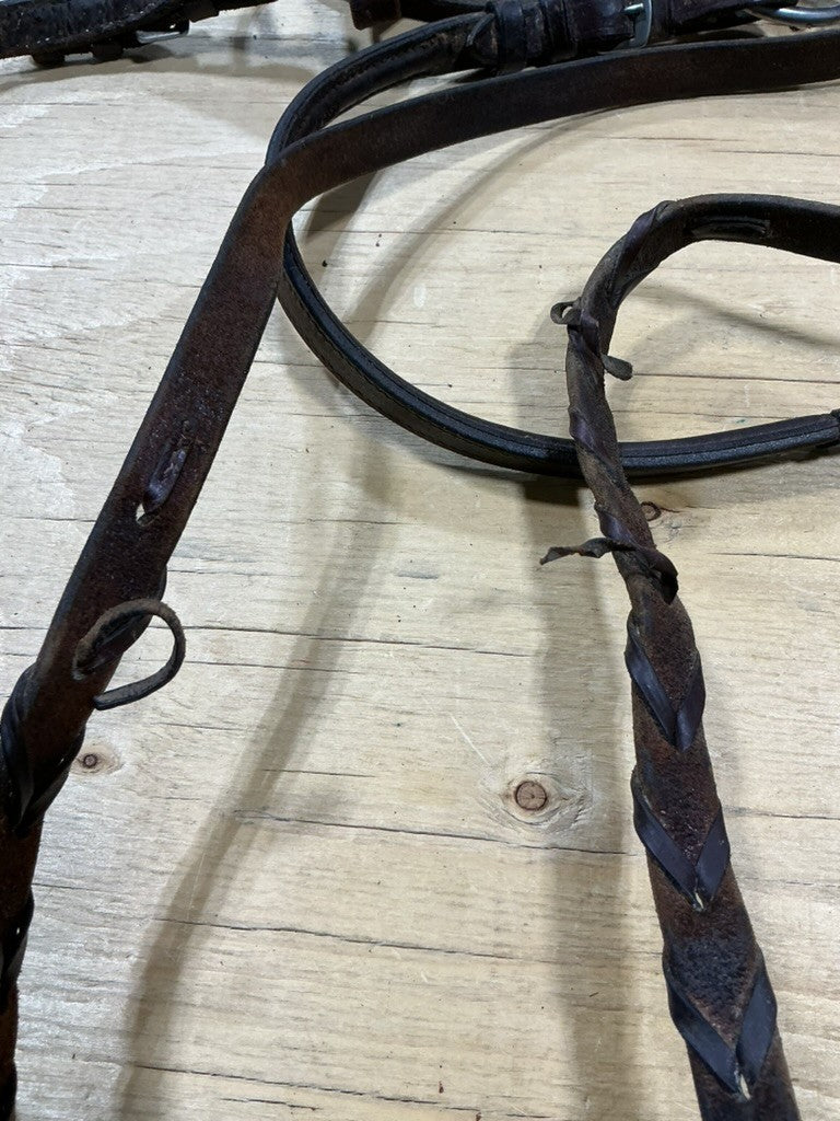 English Bridle – with Twisted Snaffle 5" (Rein Braiding Needs Repair) | Used