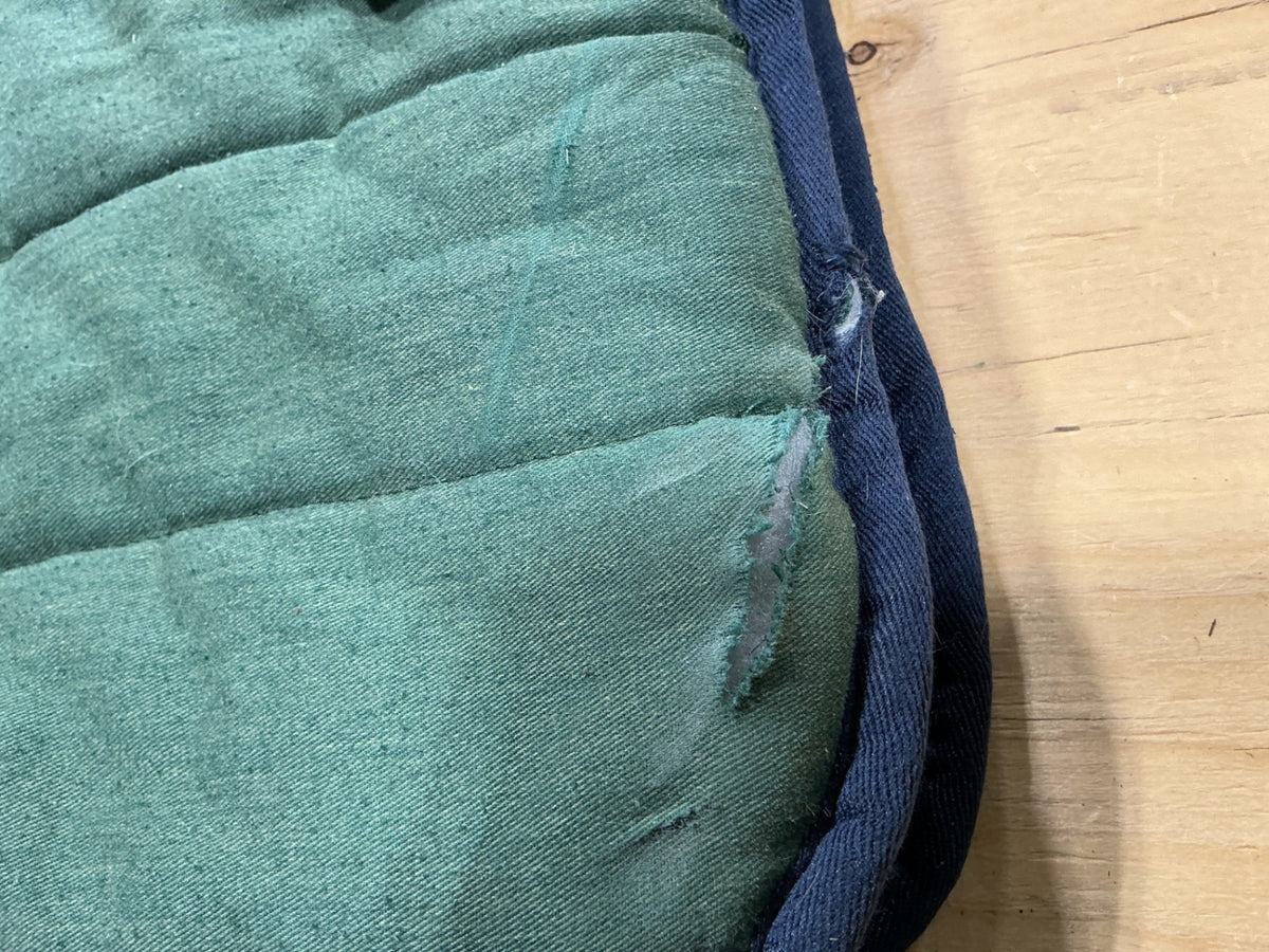English Saddle Pad – Green/Blue (Tear in Corner) | Used