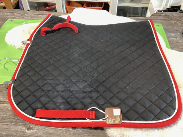 English Saddle Pad – Shock Emotion, Black/White with Red Trim, Full | Used