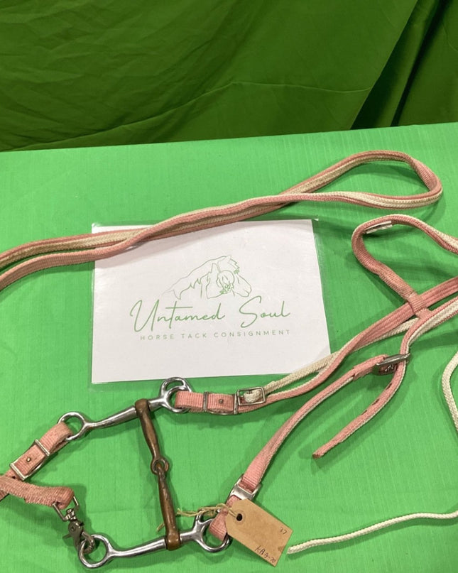 English Bridle & Bit – 5" with Pink Reins | Used