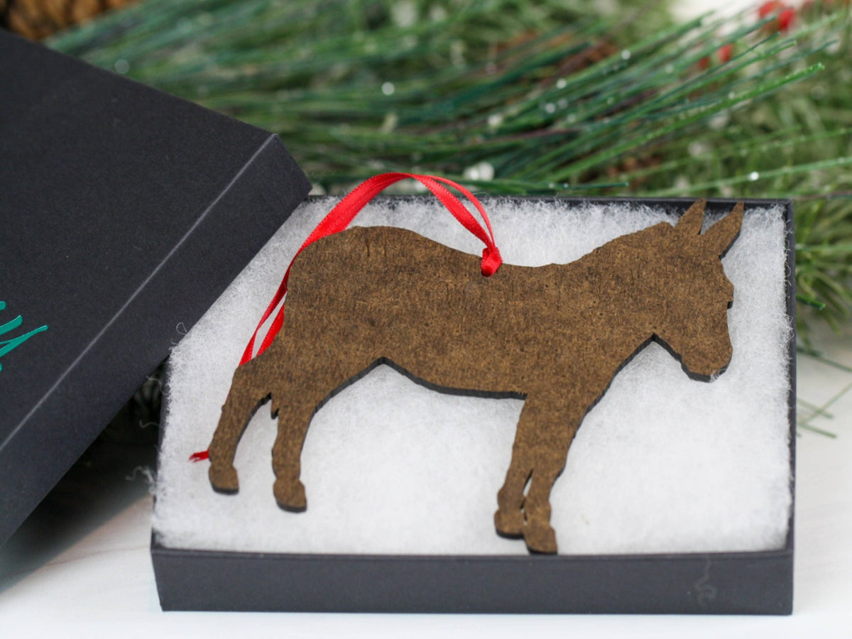Ornament – Miniature Donkey, Spotted Grey/White | New