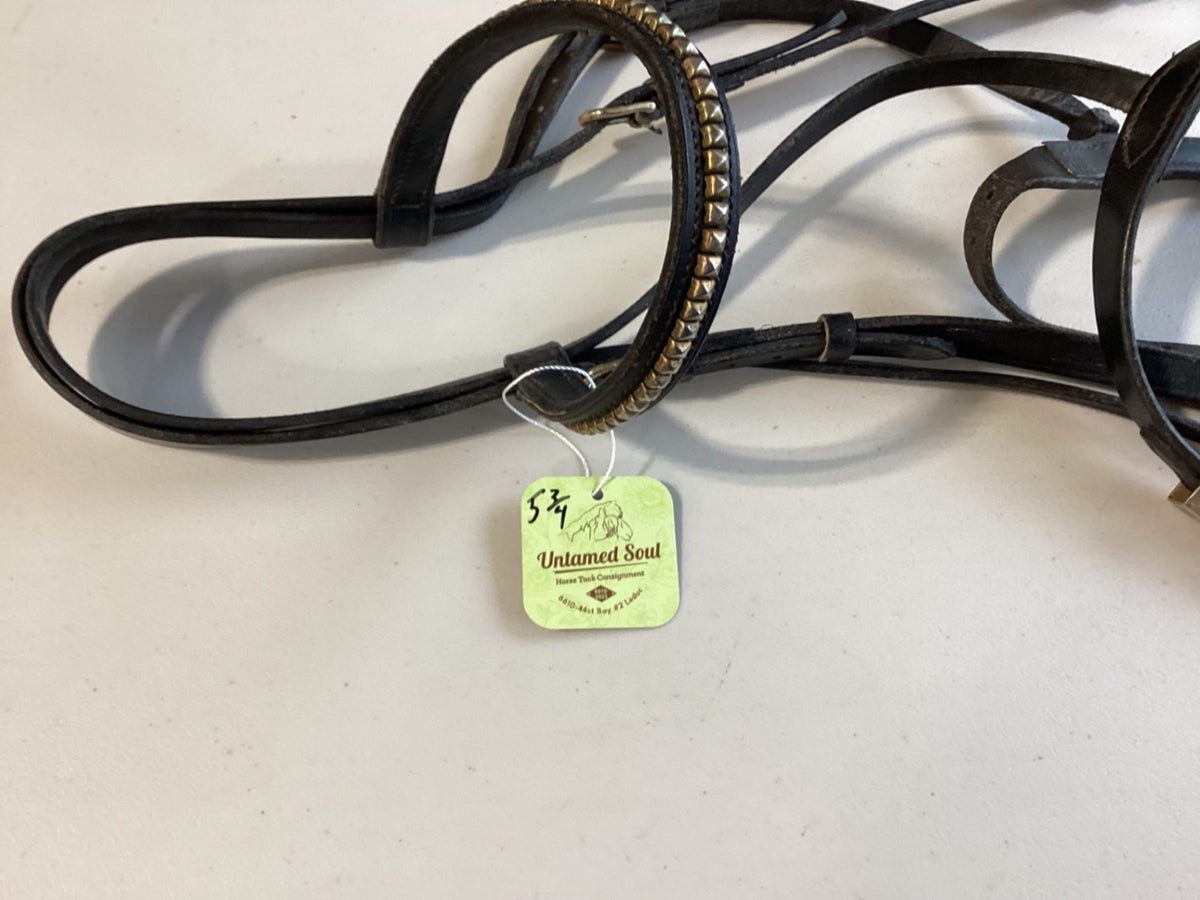 English Bridle with 5.75" Bit & Reins – Schooling, Gold Browband | Used