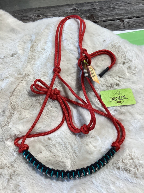 Halter – Rope, CP Custom Bling, Red/Black/Turquoise, Horse | Used