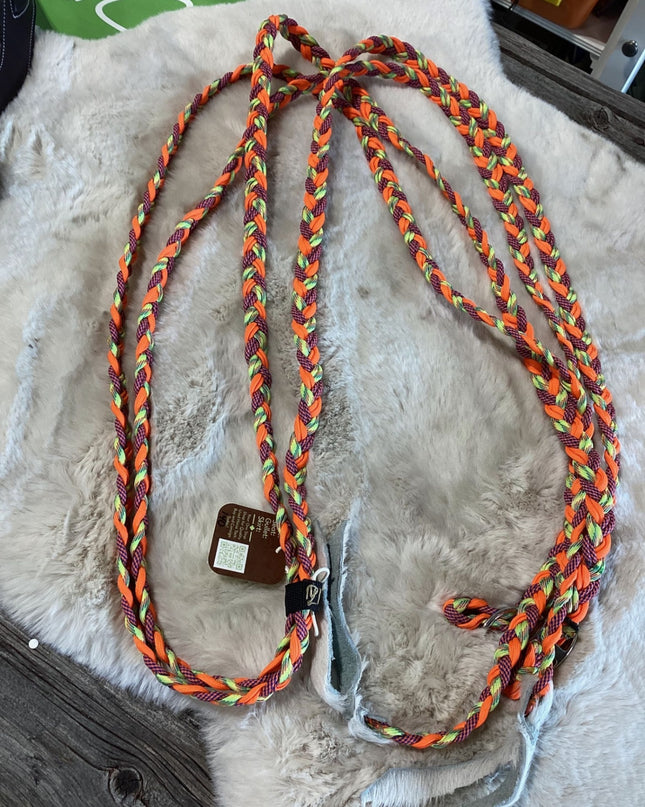 Western Split Reins – Orange/Green | Used