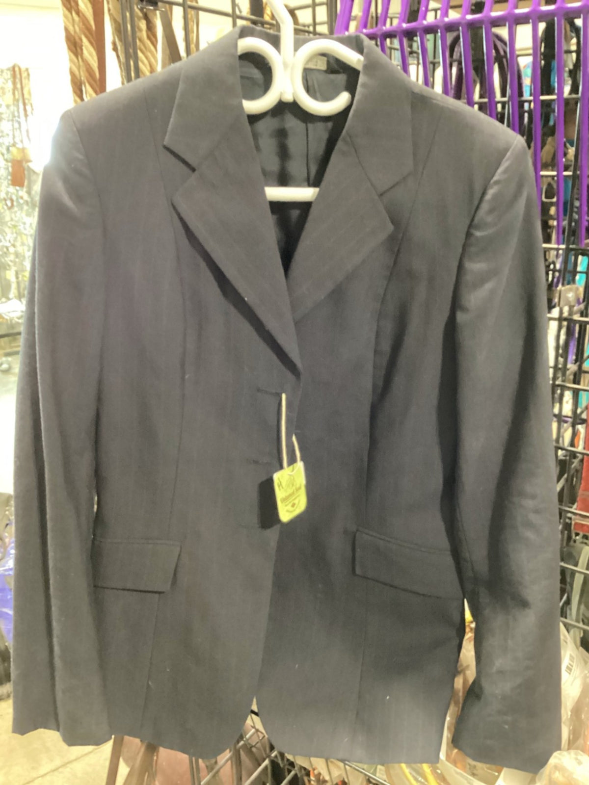 English Show Jacket – Hunt Coat, Navy Pinstripe, 14 (Missing Button) | Used