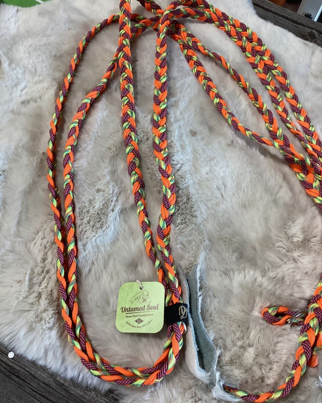 Western Split Reins – Orange/Green | Used