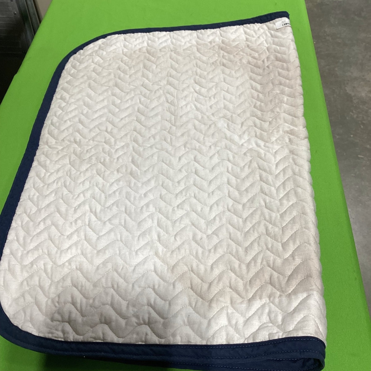 English Saddle Pad – Millers Roma, Quilted White, Green/Blue Trim | Used