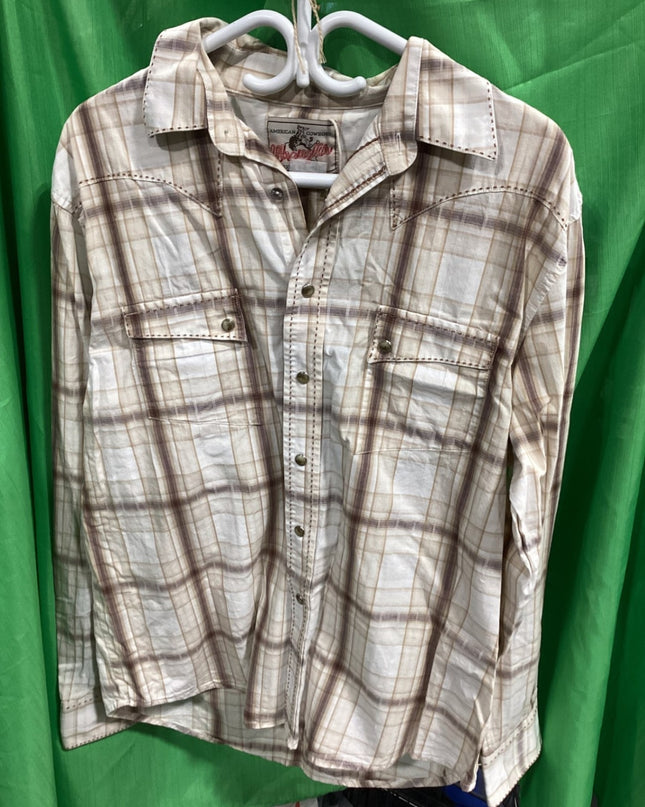 Western Shirt – Wrangler, Brown/Cream, XL | Used