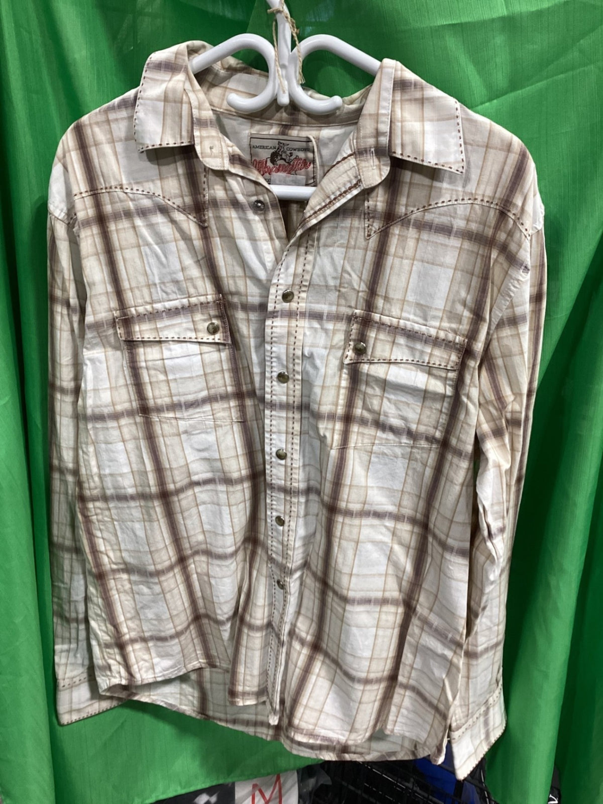 Western Shirt – Wrangler, Brown/Cream, XL | Used
