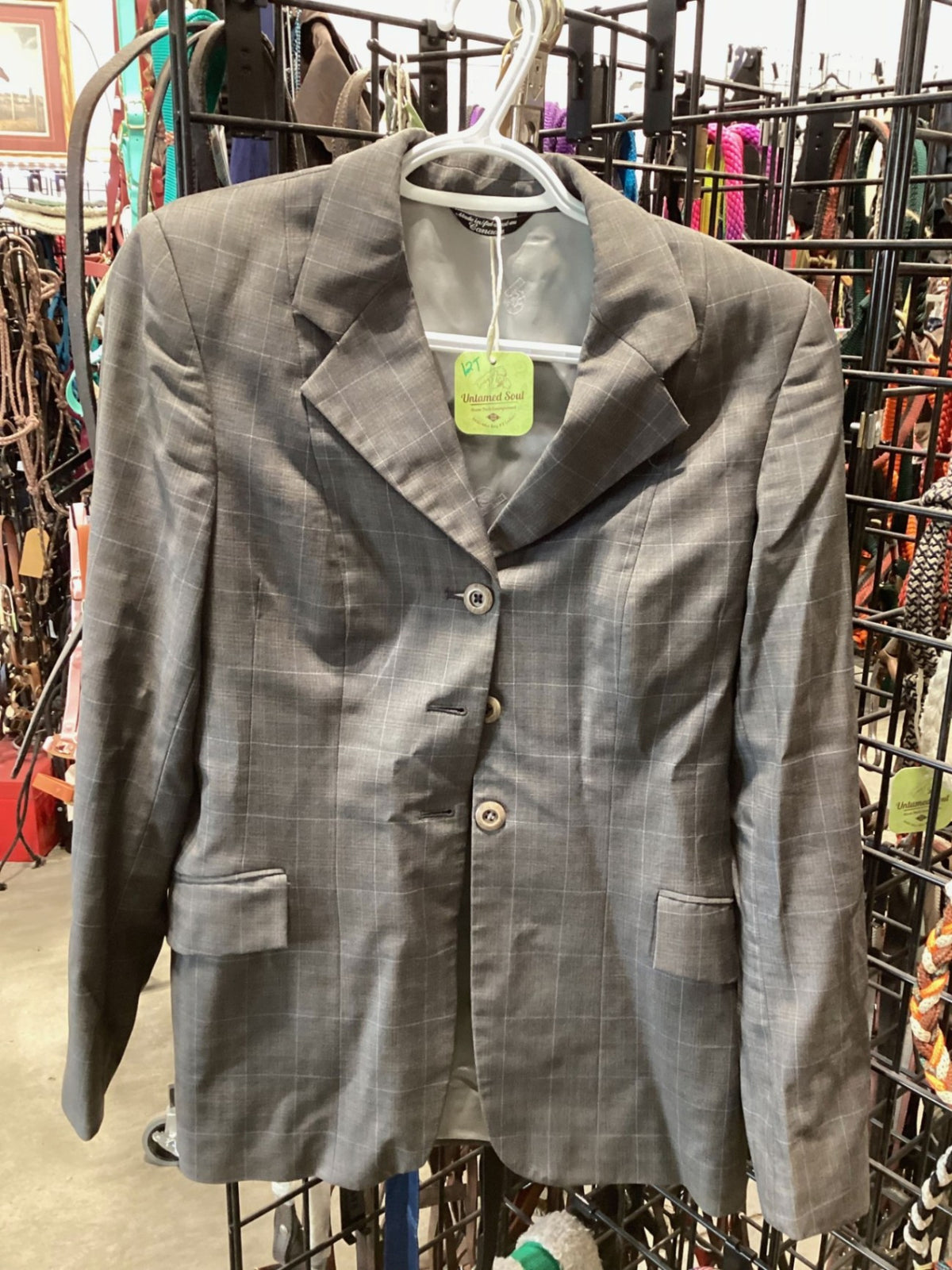 English Show Jacket – Grand Prix, Grey Plaid, 12T | Used