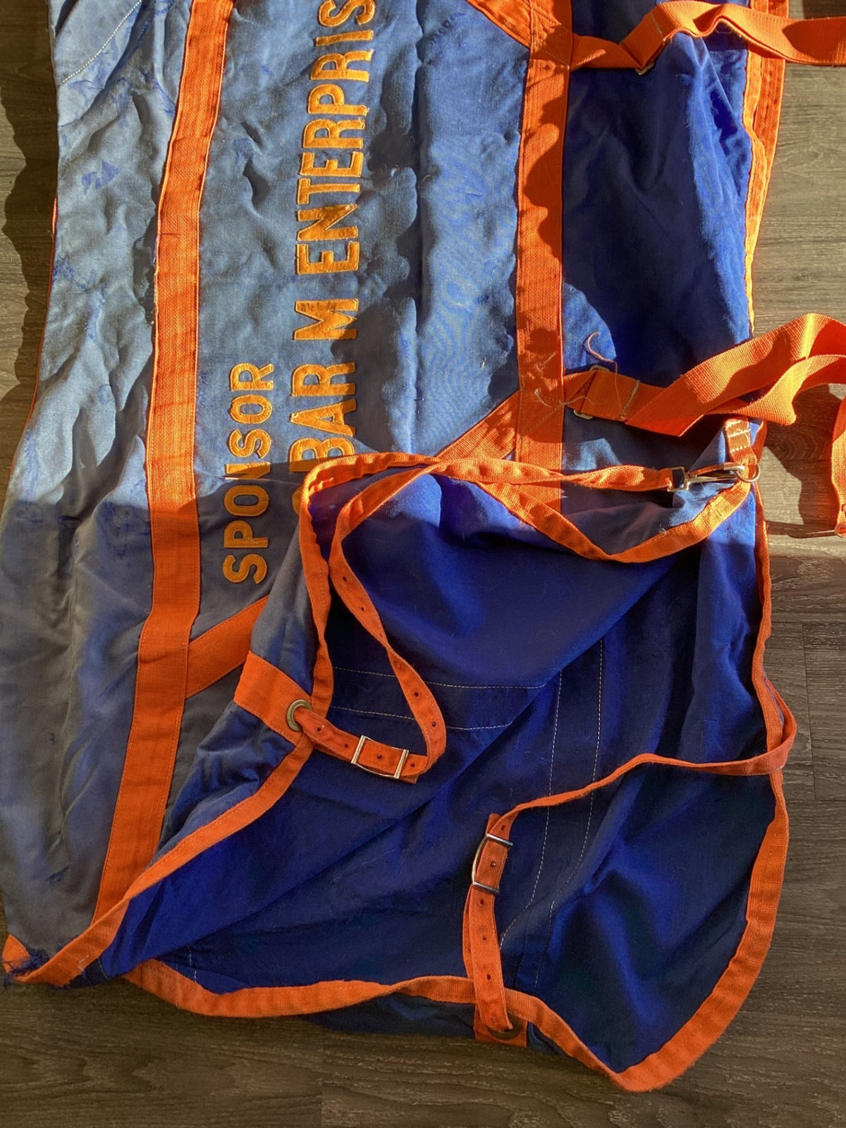 Stable Sheet – Heavy Cotton, Blue with Orange Trim, 80 (Well Loved) | Used