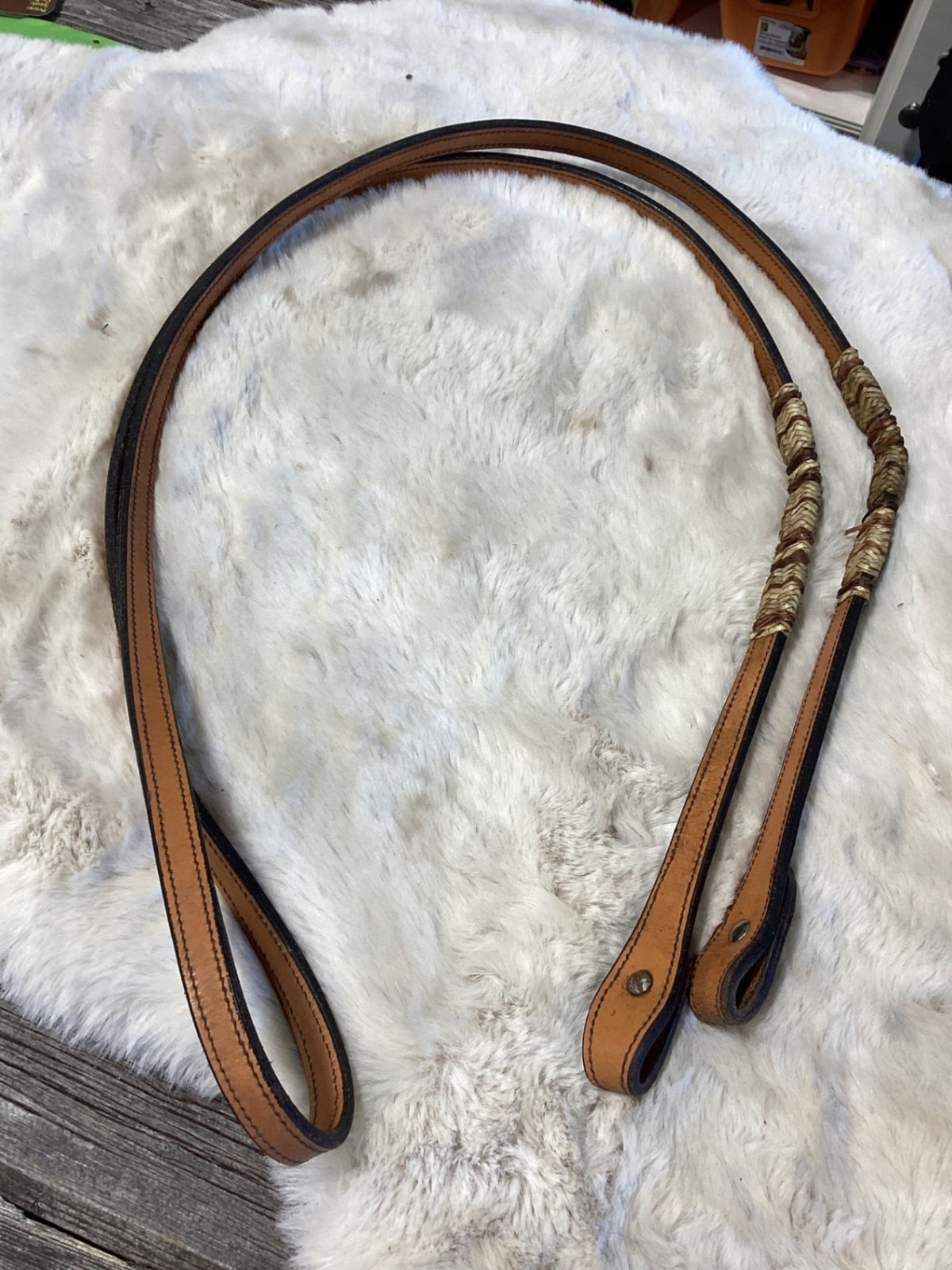 Western Barrel Reins – Rawhide Accent, Light Oil | Used
