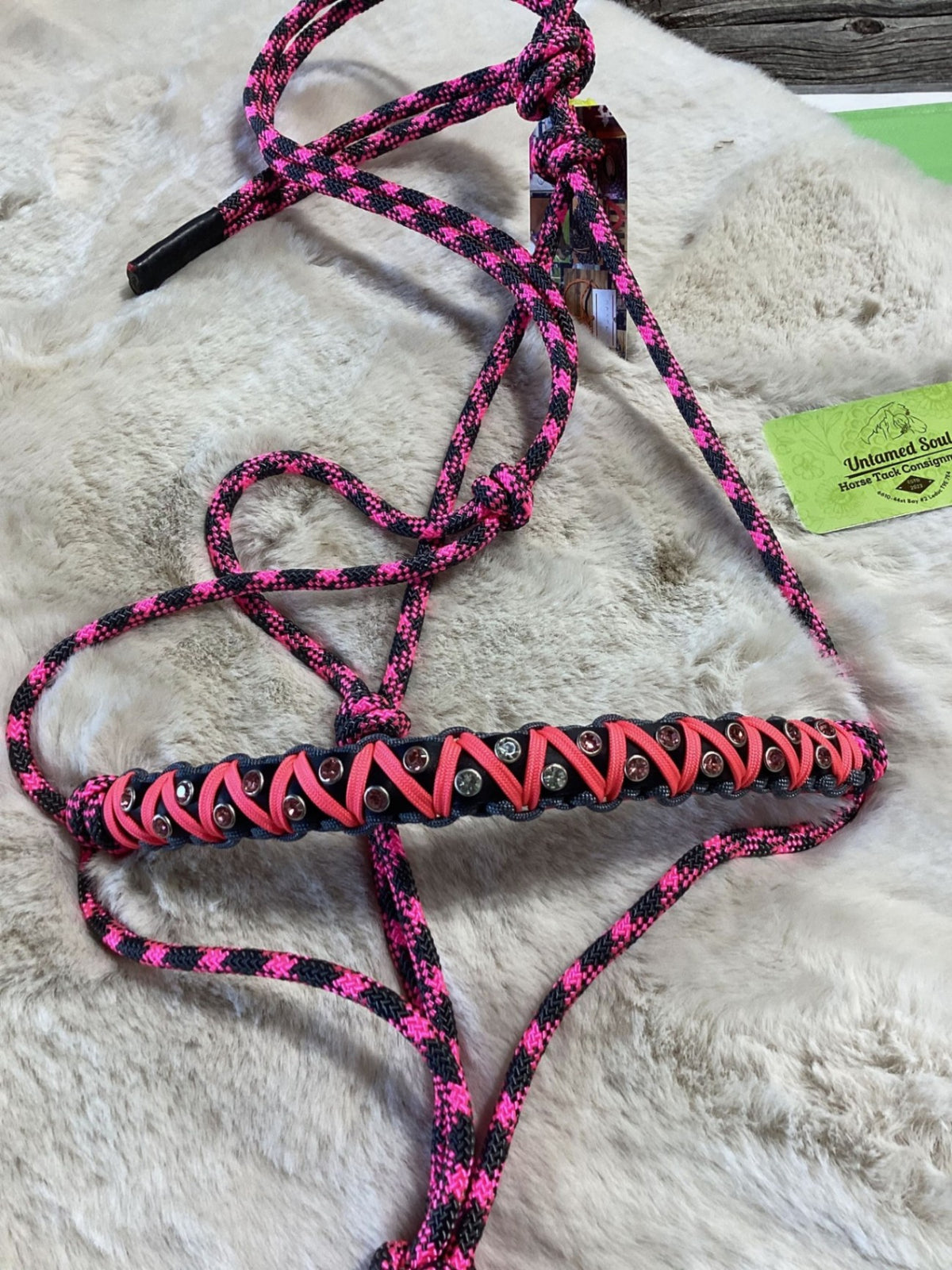Halter – Rope, CP Custom Bling, Pink/Grey, Horse | Used