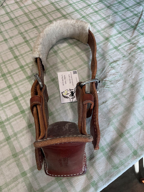 Cribbing Collar – Professional's Choice, The Dare, Brown Leather with Fleece Poll Pad | Used, Very Good
