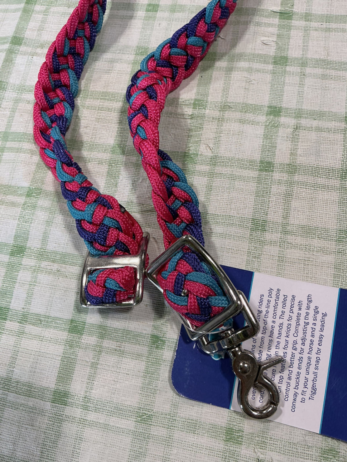 Western Reins Mini Deluxe Knotted Cord Roping - Purple/Turquoise/Pink