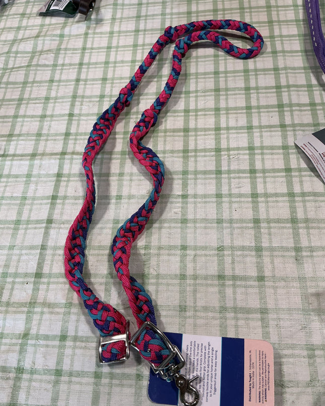 Western Reins Mini Deluxe Knotted Cord Roping - Purple/Turquoise/Pink