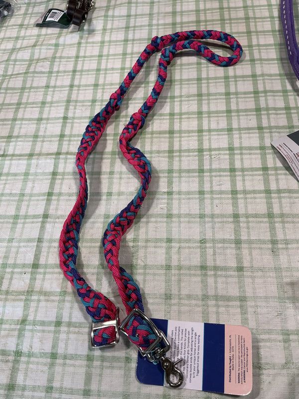 Western Reins Mini Deluxe Knotted Cord Roping - Purple/Turquoise/Pink
