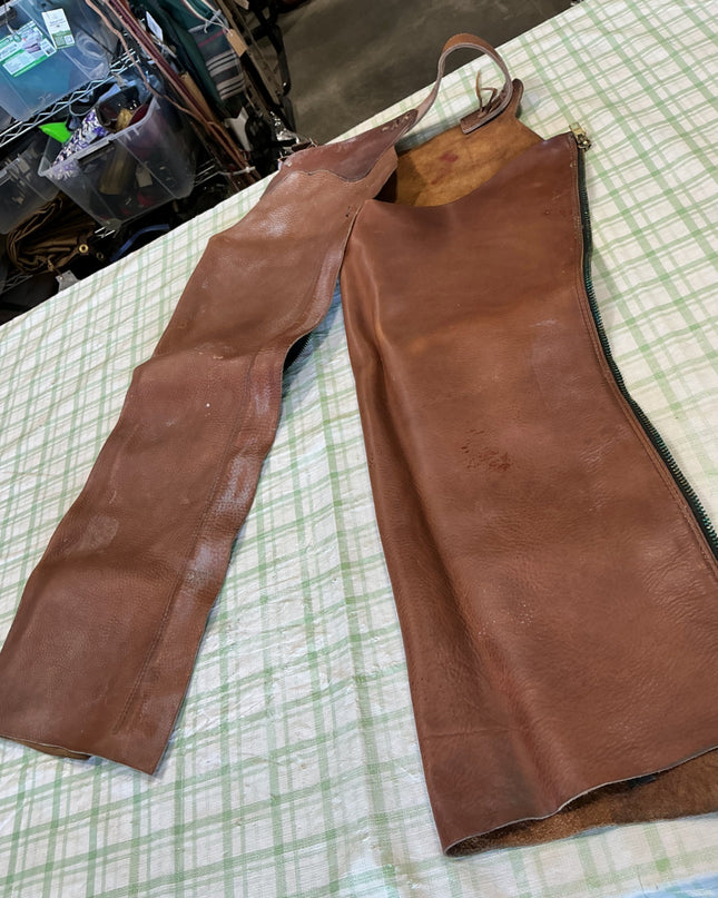 western chink chaps brown leather 