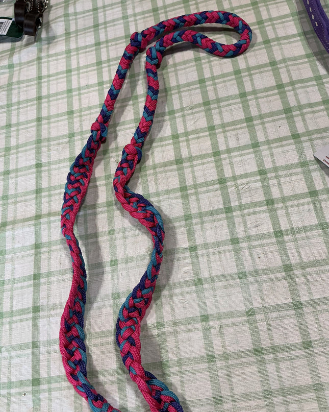 Western Reins Mini Deluxe Knotted Cord Roping - Purple/Turquoise/Pink