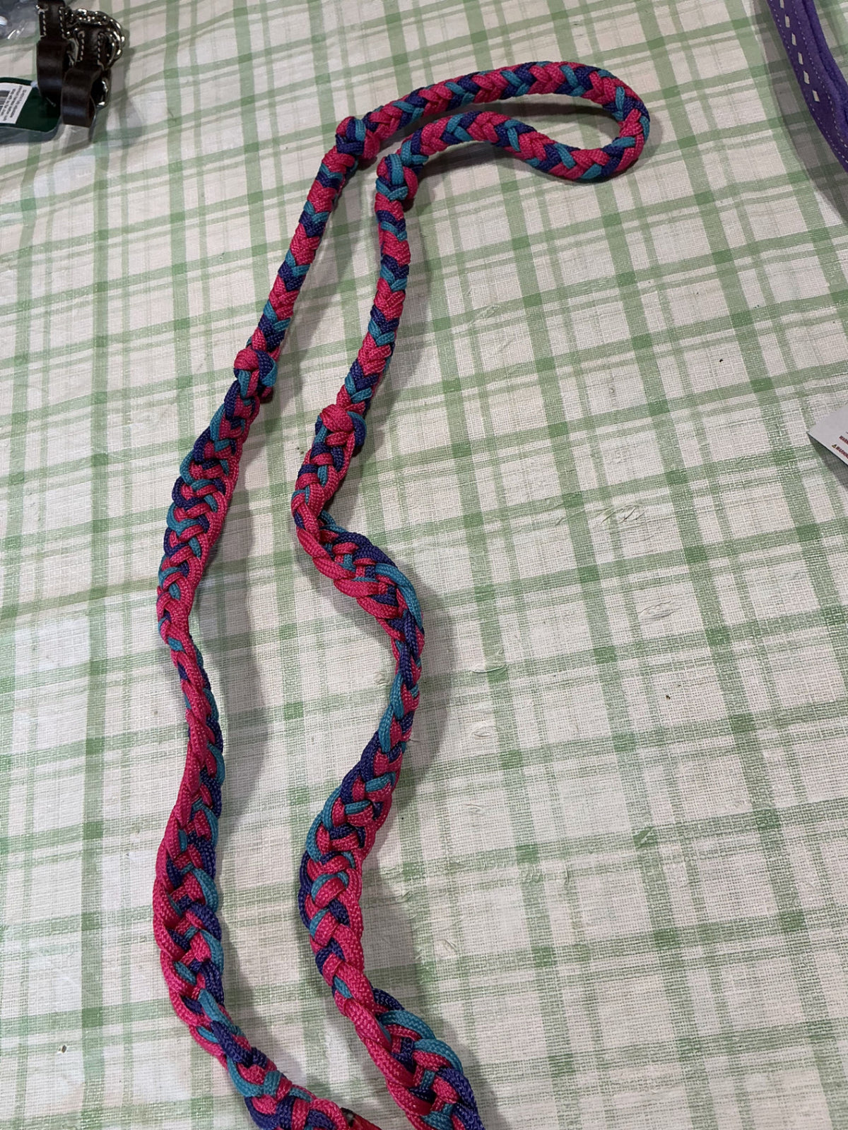 Western Reins Mini Deluxe Knotted Cord Roping - Purple/Turquoise/Pink