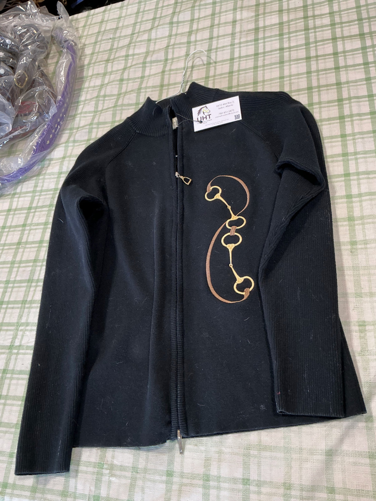 sweater zip up black medium 