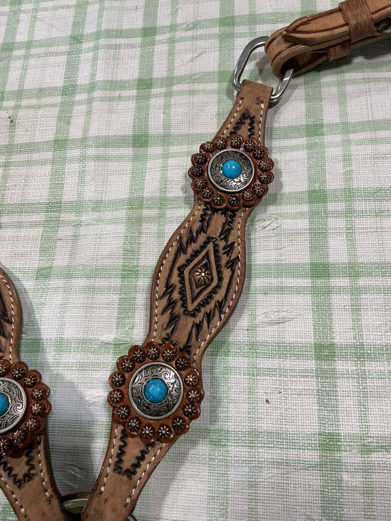 Mini / pony  Headstall & Breastcollar Set Teal  *NEW*