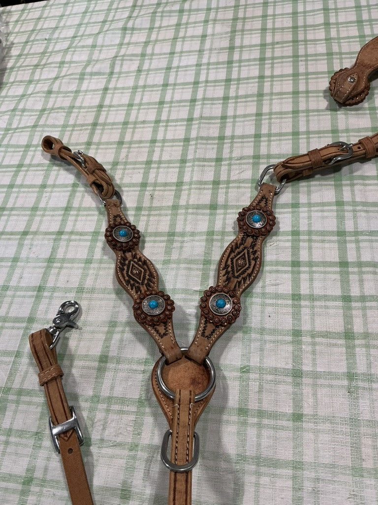 Mini / pony  Headstall & Breastcollar Set Teal  *NEW*