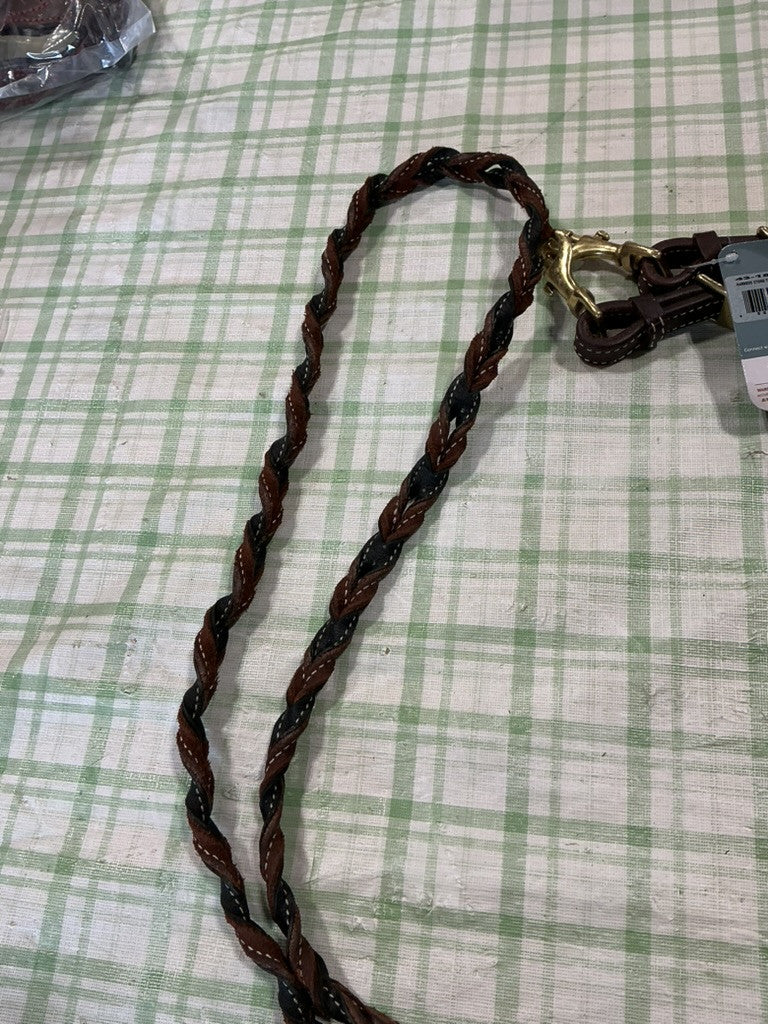 Western Reins Harness Leather Two-Tone Twist Loop  - Black *NEW*