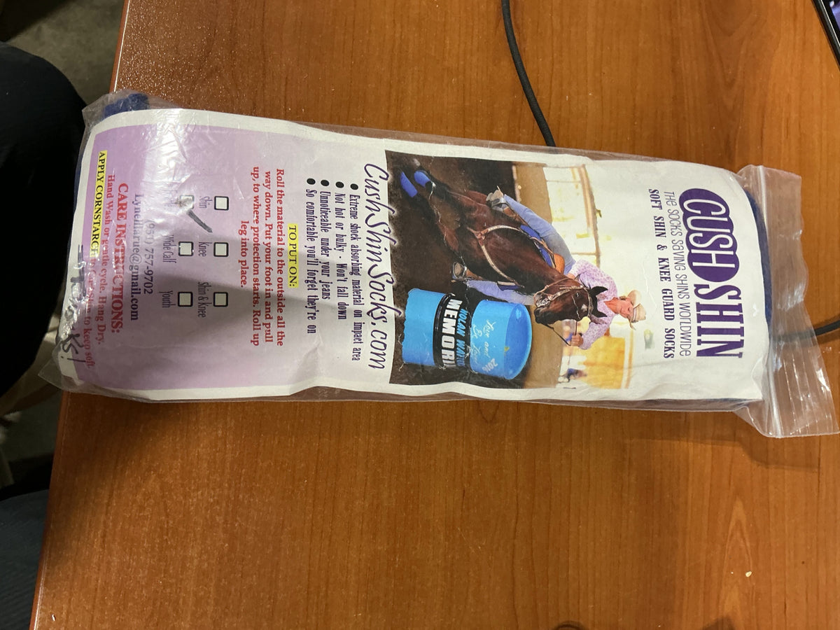 cush shins blue socks 