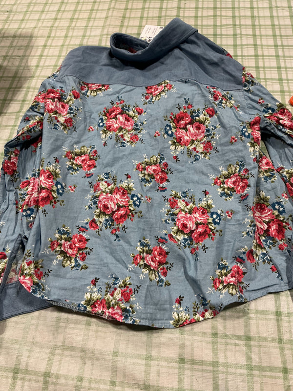 Western Shirt – TBG, Button Up, Blue Floral, Medium | Used, Very Good