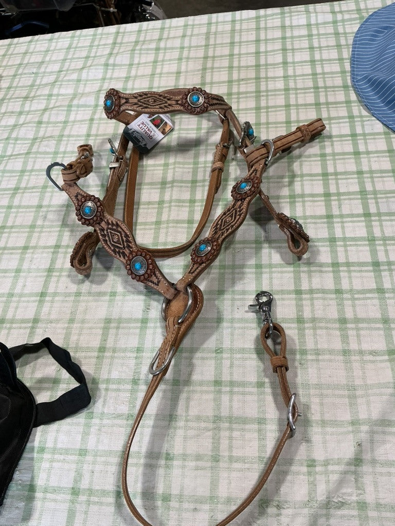 Mini / pony  Headstall & Breastcollar Set Teal  *NEW*