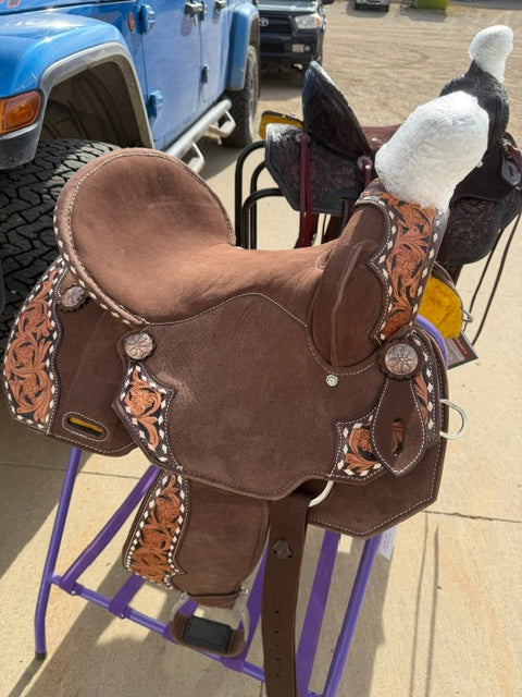 Western Saddle Milo Overlay Barrel Saddle 15"