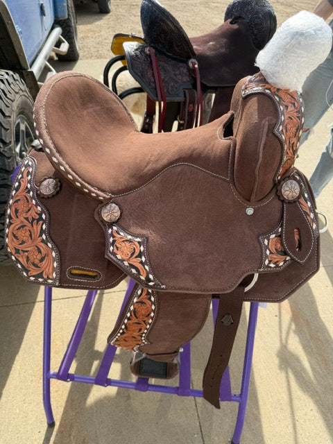 Western Saddle Milo Overlay Barrel Saddle 15"