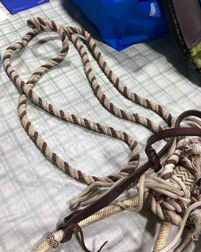 bozel with rope reins and leather strap