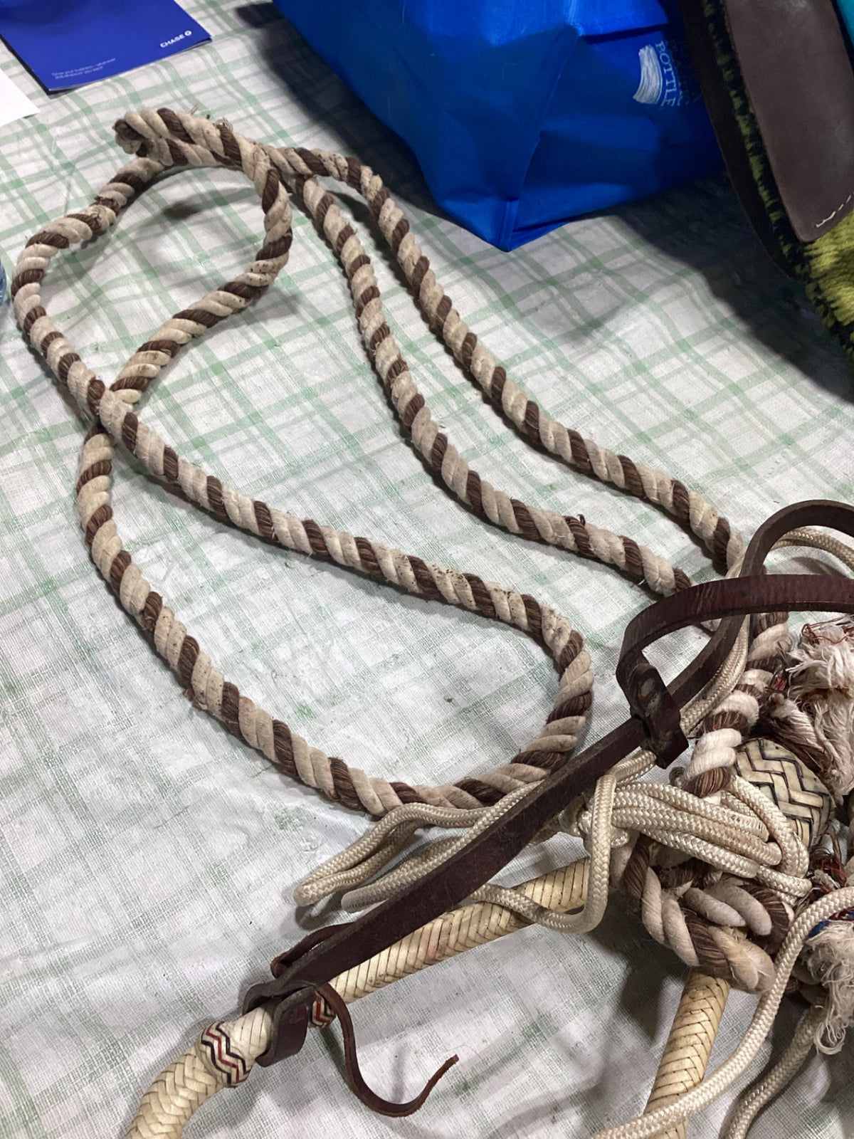 bozel with rope reins and leather strap