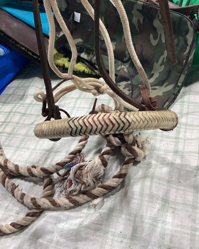 bozel with rope reins and leather strap