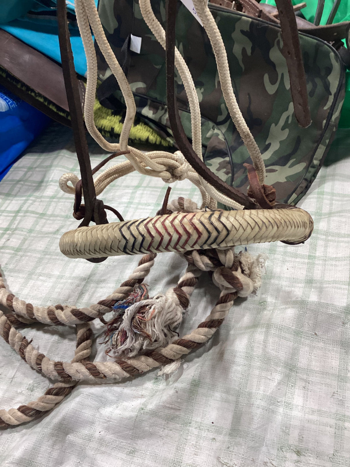 bozel with rope reins and leather strap