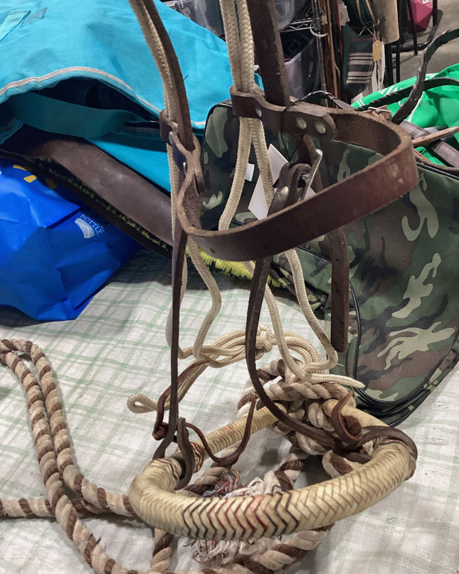 bozel with rope reins and leather strap