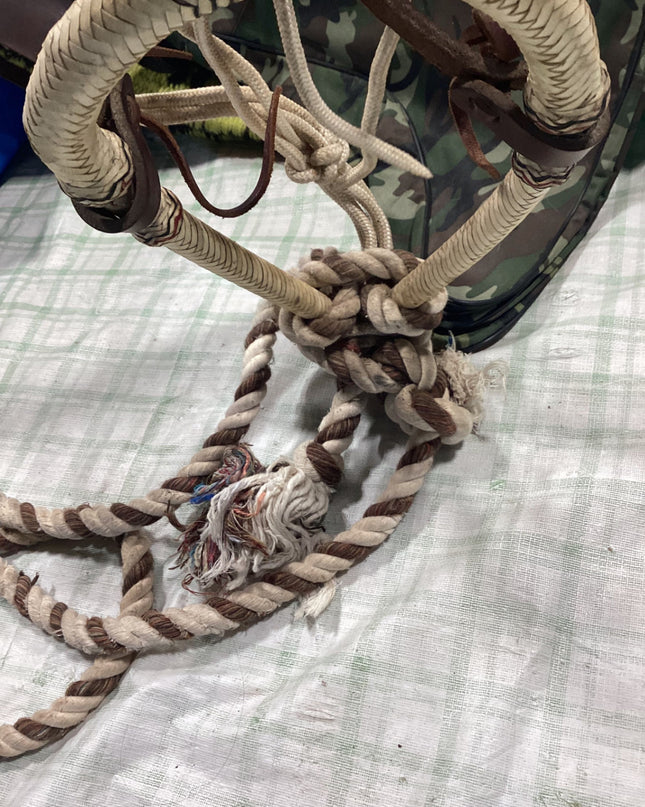 bozel with rope reins and leather strap