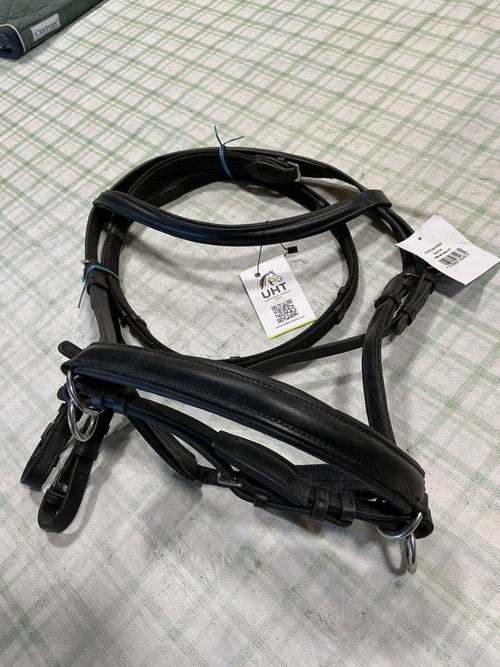 English Bitless Bridle – Black, Nylon Reins, Horse | Used, Very Good