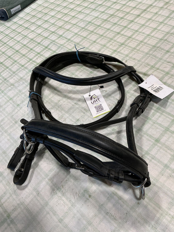 English Bitless Bridle – Black, Nylon Reins, Horse | Used, Very Good