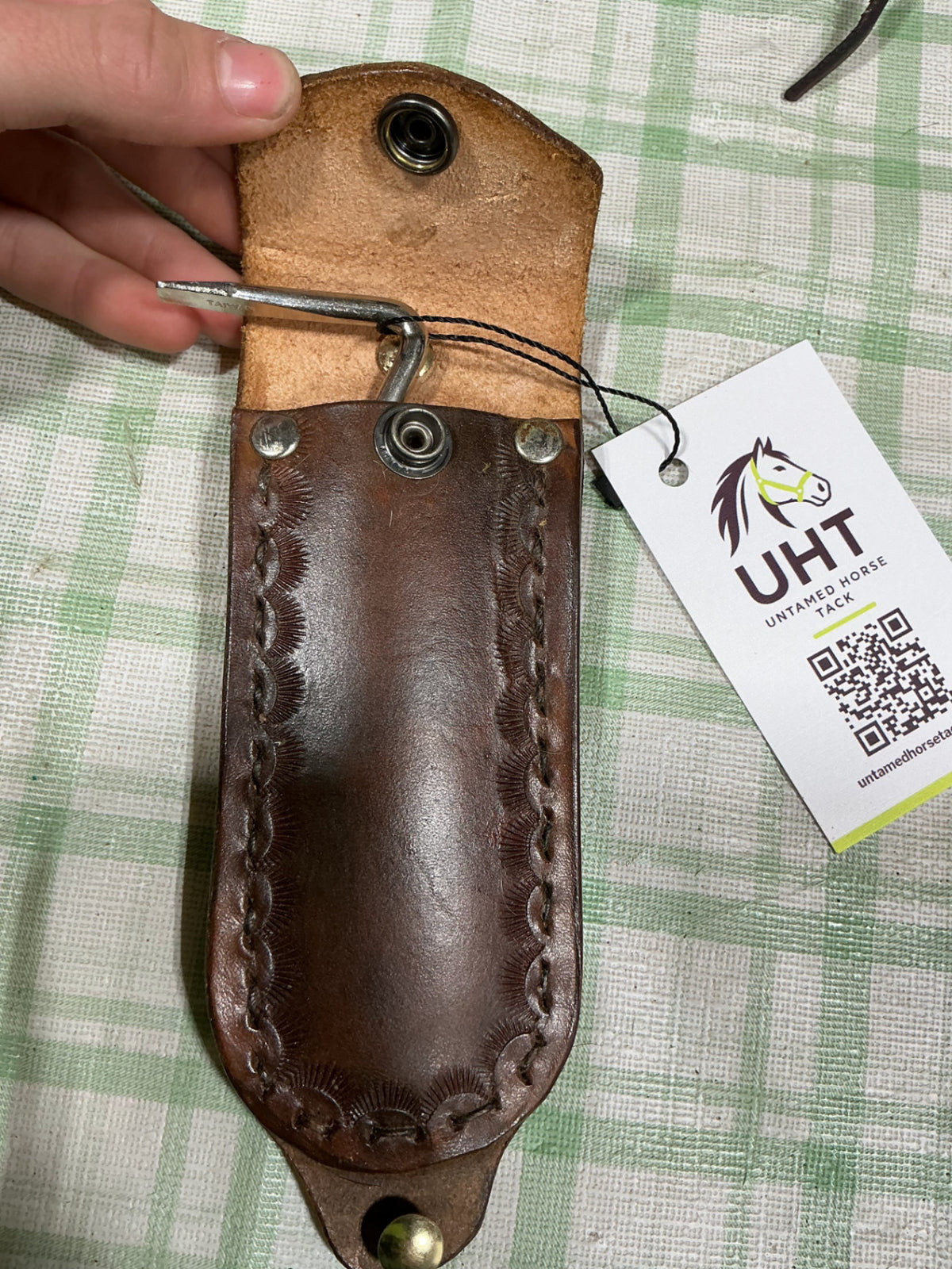 hoof pick holder leather 