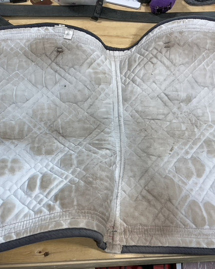English Saddle Pad White Full Purple/Blue Trim