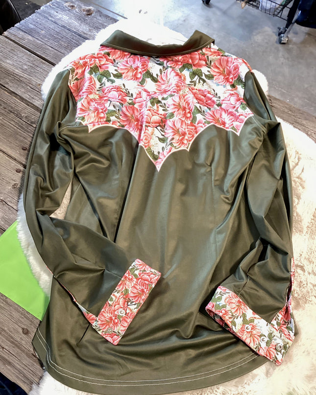 Western Shirt Ranch Dressn Large Green