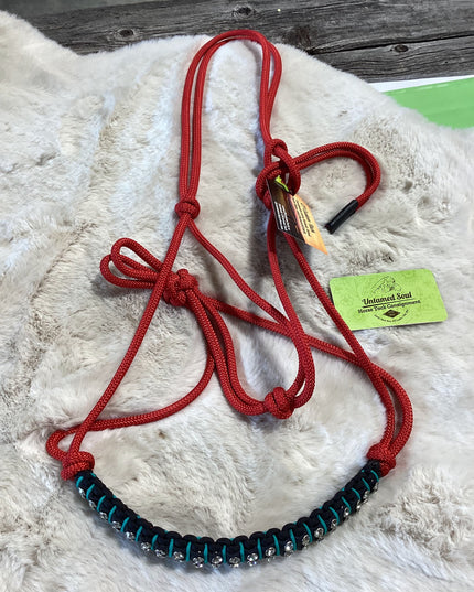 Halter Rope REd/BlackTurquoise Bling