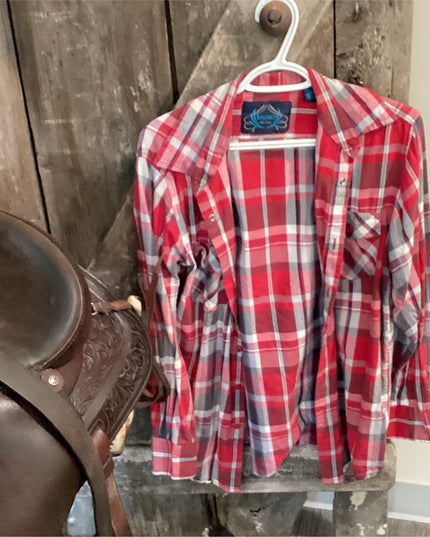 Red Plaid Western Shirt M