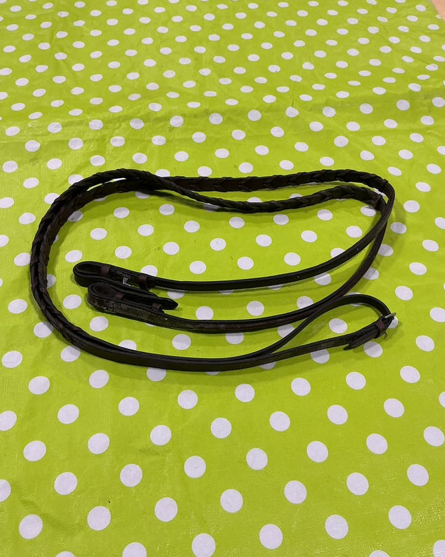 English Reins  Brown Leather Braided