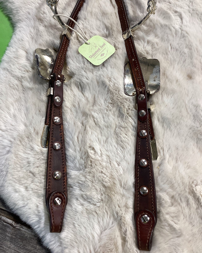 Western 2 ear Headstalls Silver Plated