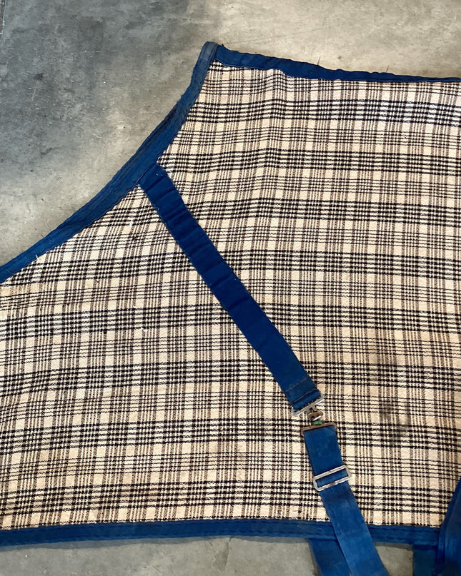 Stable Sheet  Brown Blue Plaid 60"